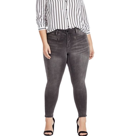 NWOT Plus Size Melissa McCarthy Seven7 Gray Welt Pocket Pencil Jeans - Size 20W - Picture 2 of 11
